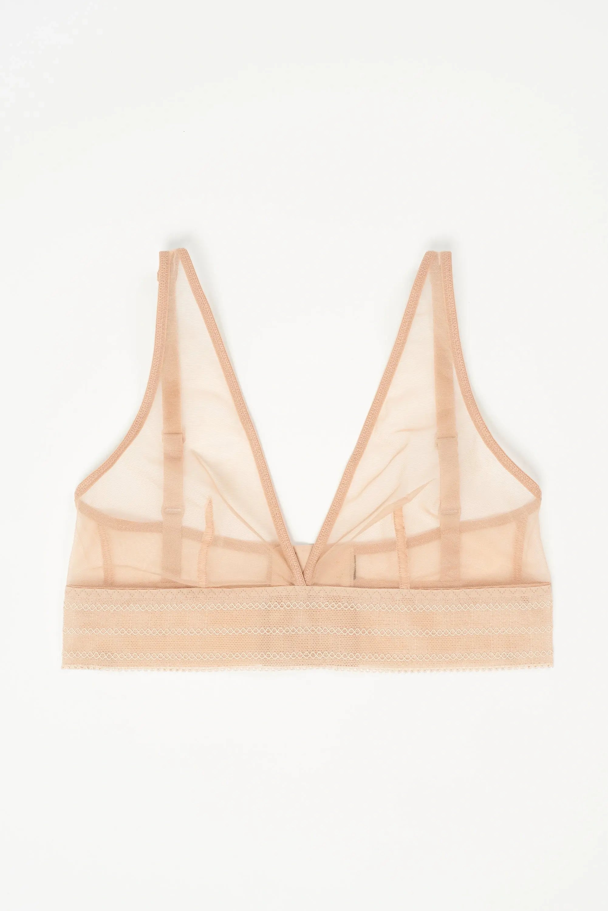 Else Lingerie Bare Soft Plunge Triangle Sheer Mesh Bralette | Powder