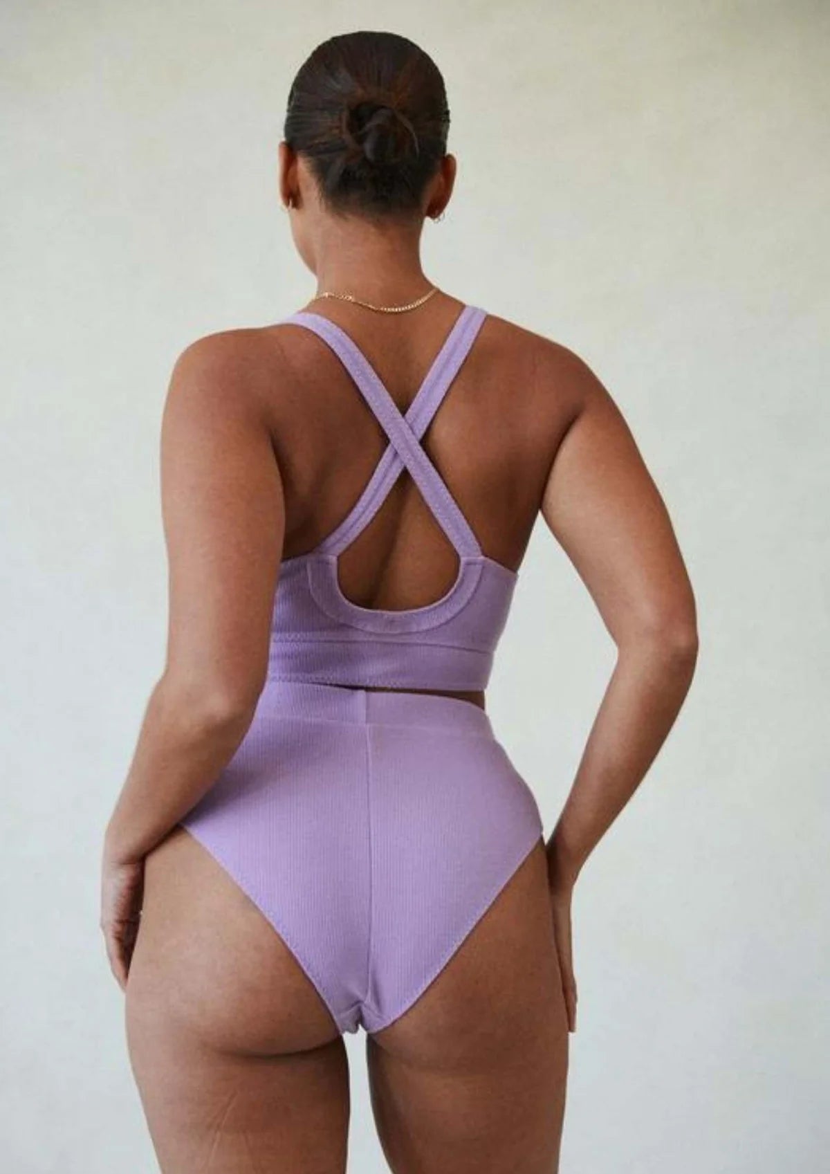 Elle Ribbed Knit Lounge Set | Lilac - Souszy - Saturday The Label - Back