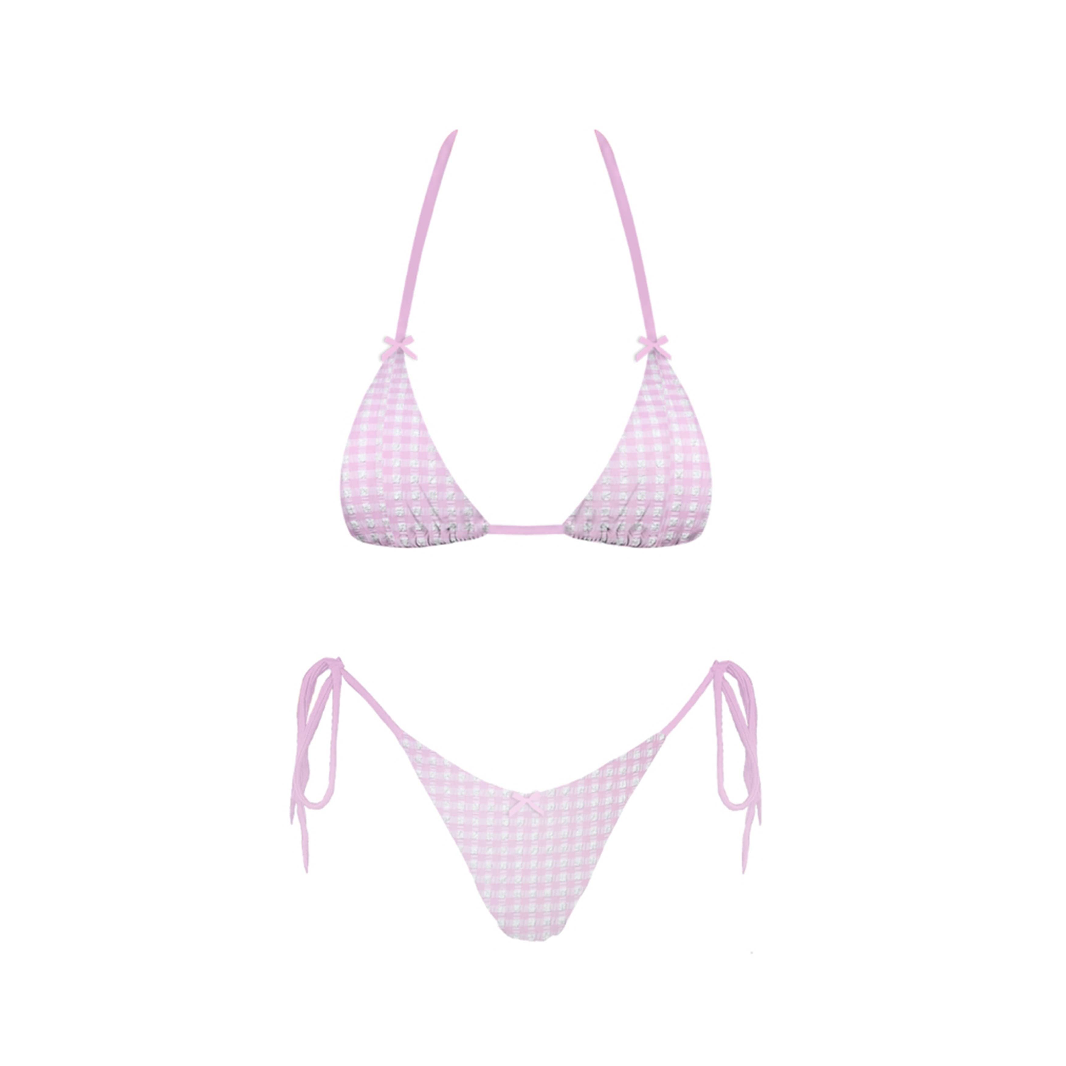 Forever August Gingham Bow Bikini Set | Pink