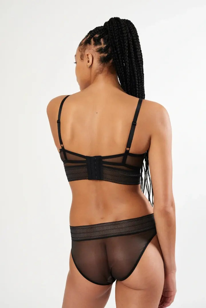 Else Lingerie Bare Wide Waistband Seamless Sheer Mesh Brief | Black