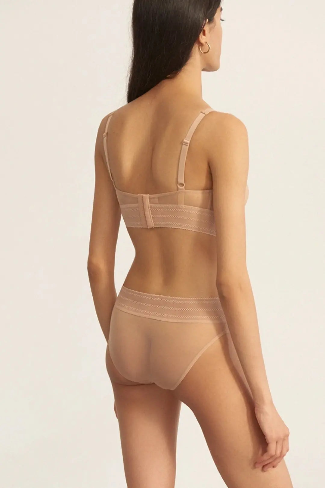 Else Lingerie Bare Soft Plunge Triangle Sheer Mesh Bralette | Powder