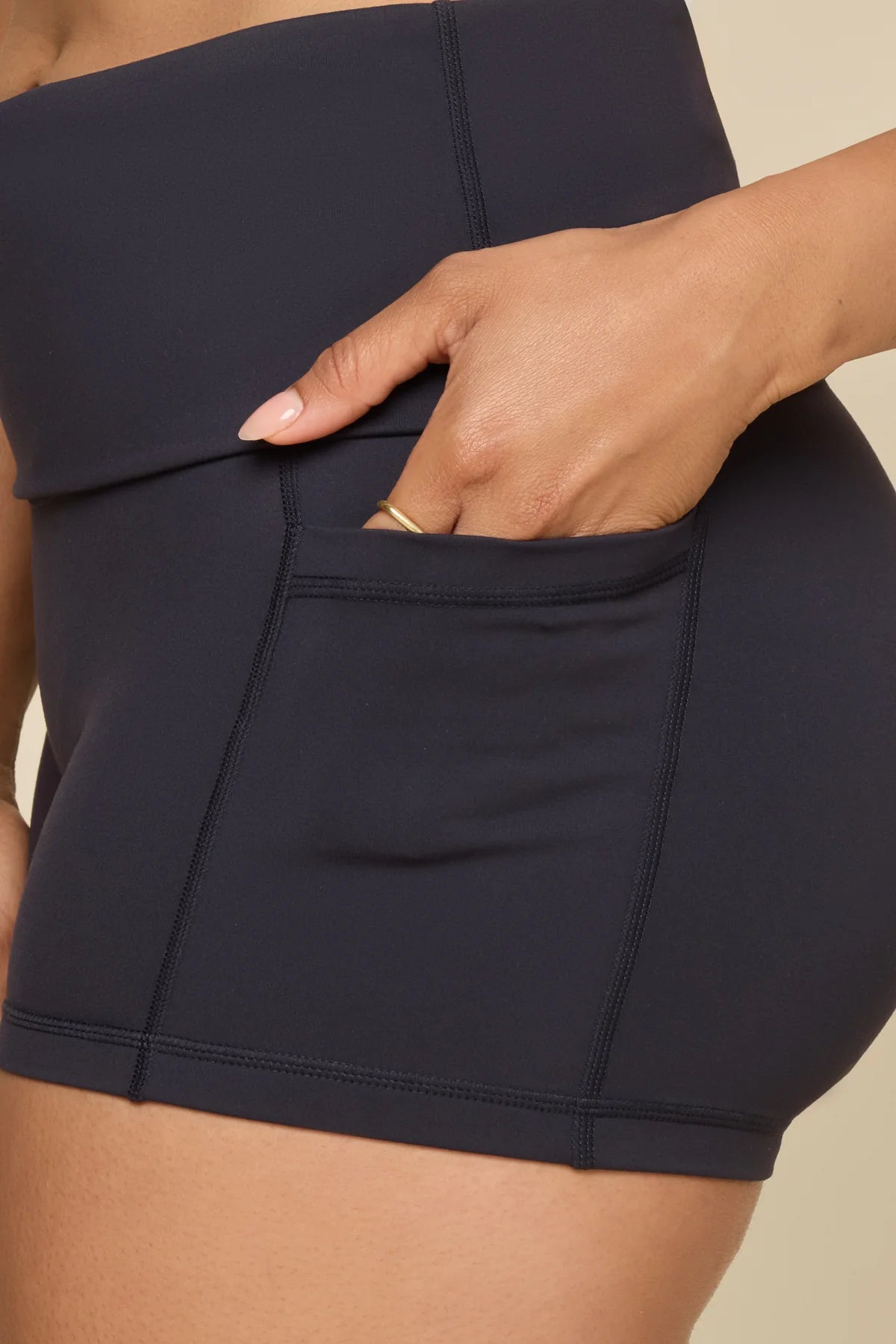 PopFlex Foldover Booty Short | Cool Black