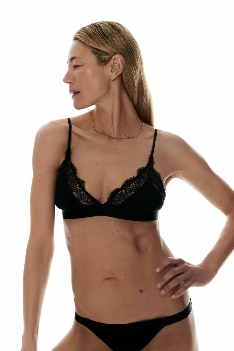 Love Lace Triangle Bralette | Black -Souszy - Love Stories