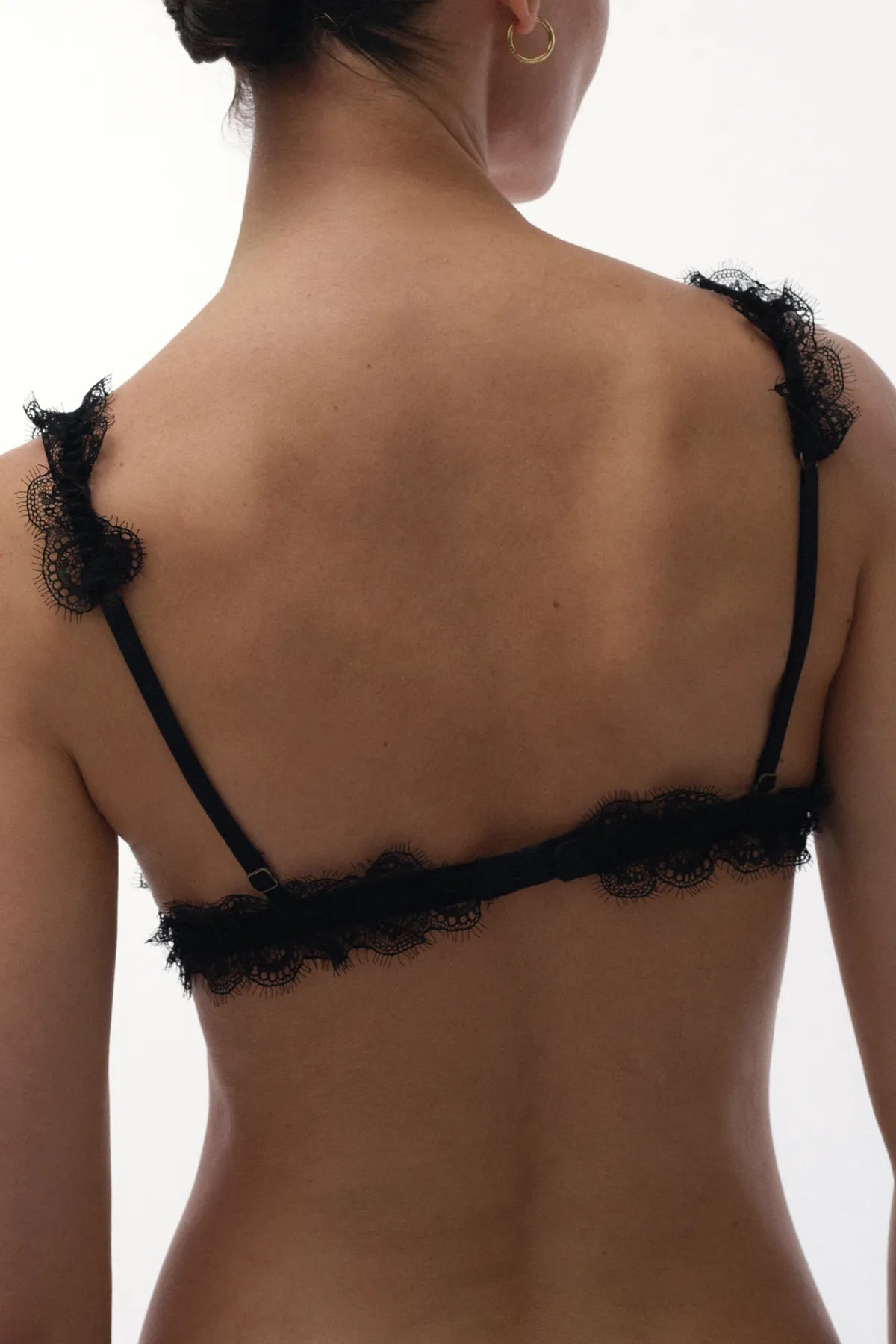 Love Lace Delicate Triangle Bralette | Black - Souszy -Love Stories - Back