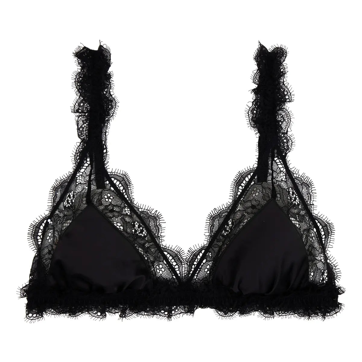 Love Lace Delicate Triangle Bralette | Black - Souszy -Love Stories