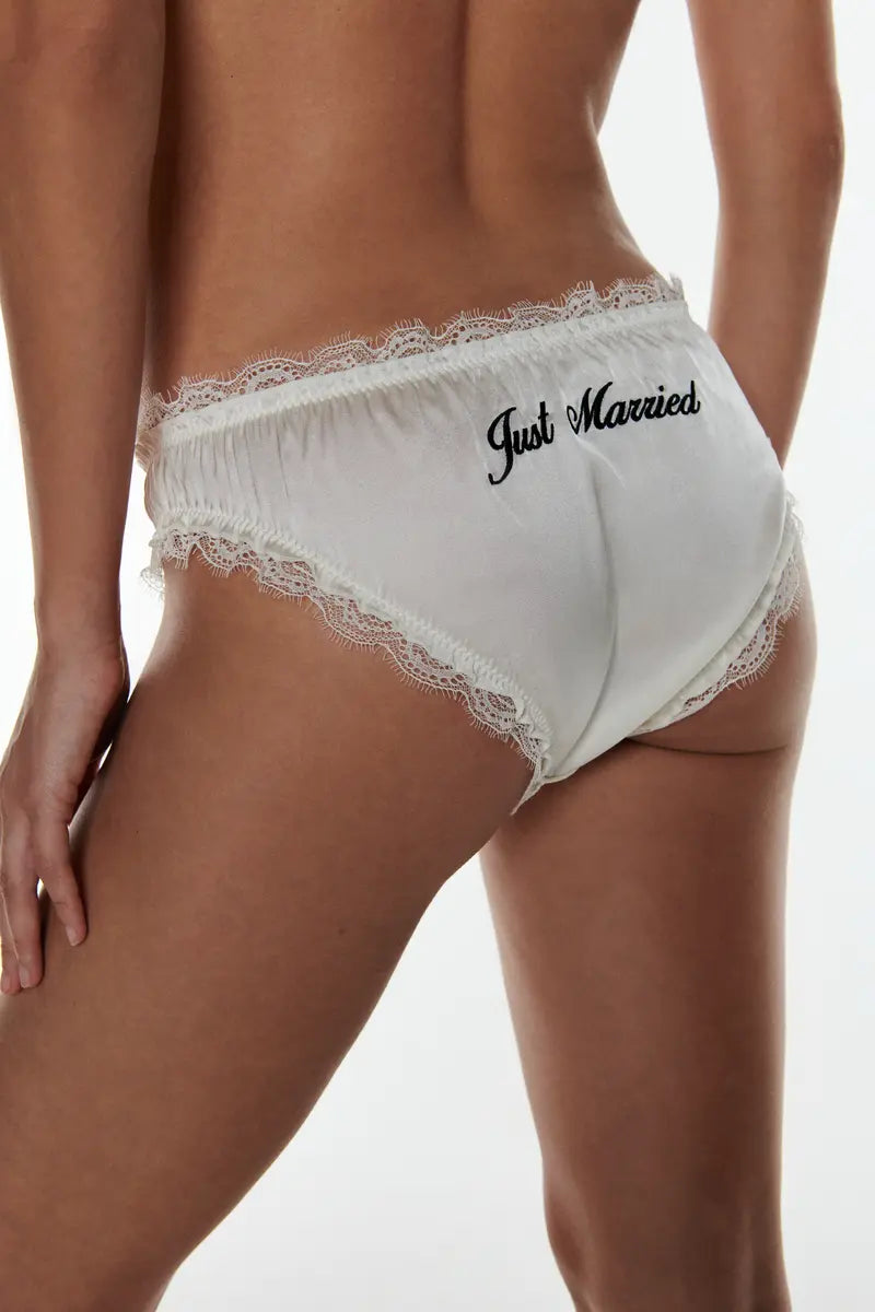 Lola Light Frilly Bridal Brief | Off White - Souszy -Love Stories - Back