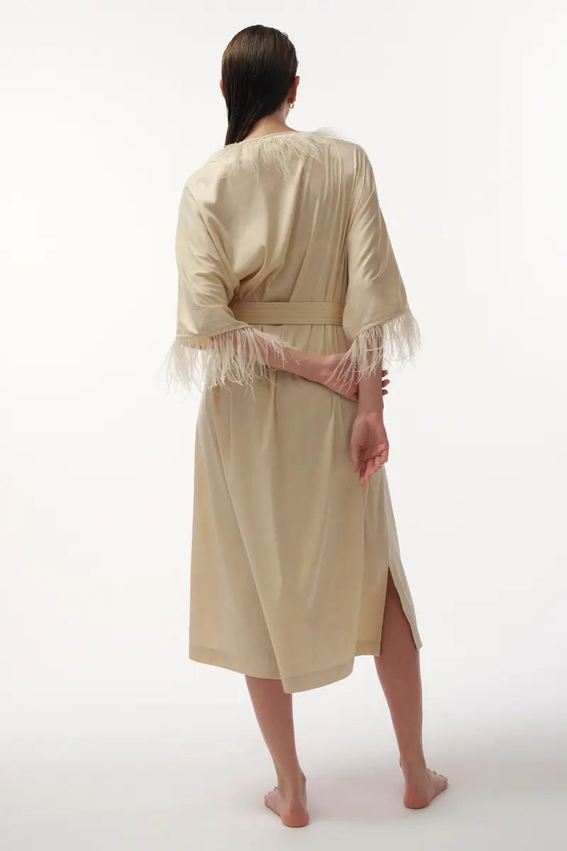 Laura Long Satin Robe | Off White - Souszy - Love Stories