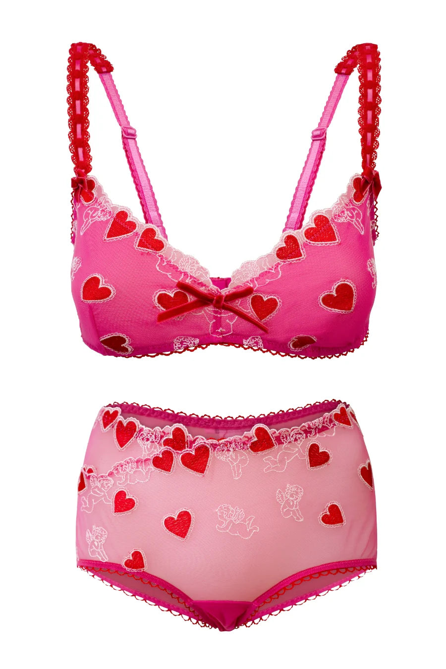 Chouchou Intimates Margot Bralette and Boyshort Set - Cupid - Front - Souszy
