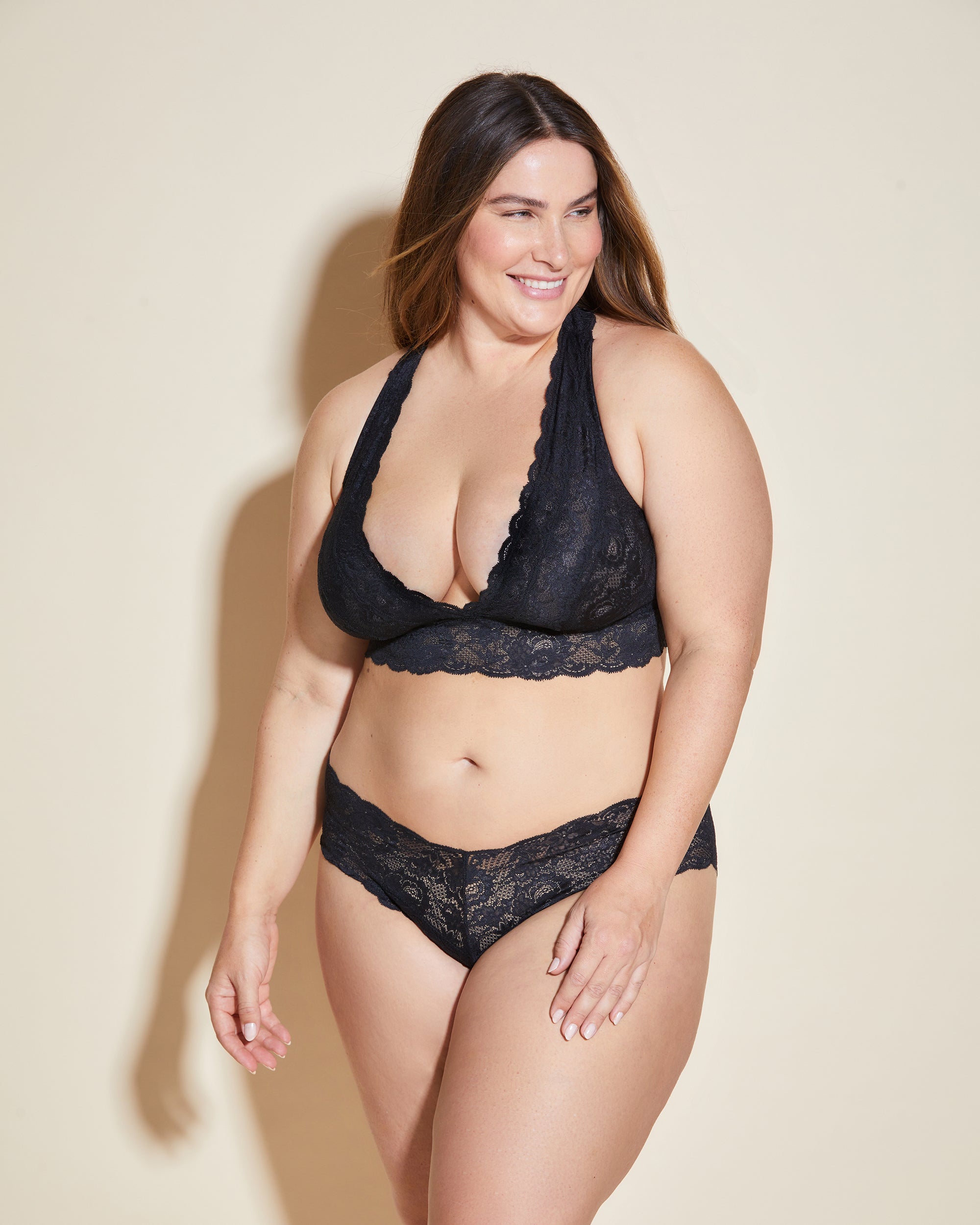 Cosabella Never Say Never Extended Lovelie Mid-Rise Lace Thong| Black
