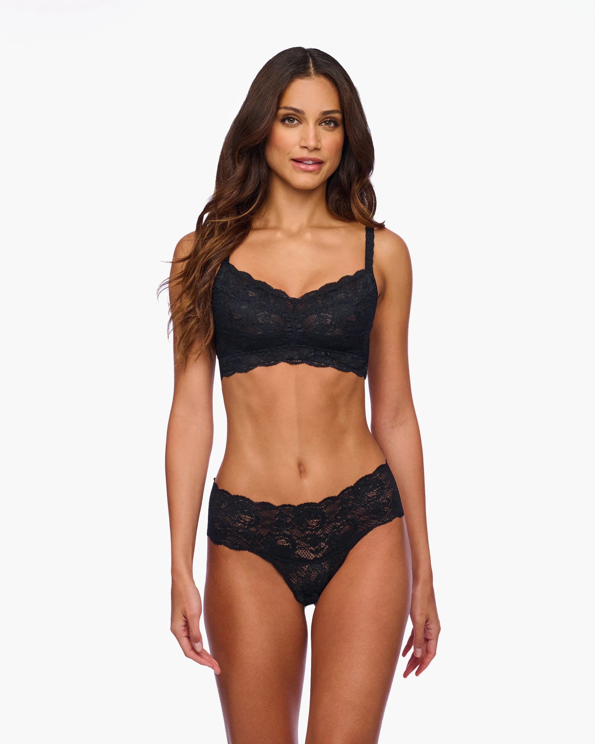 Cosabella Never Say Never Comfie Mid-Rise Lace Thong | Black