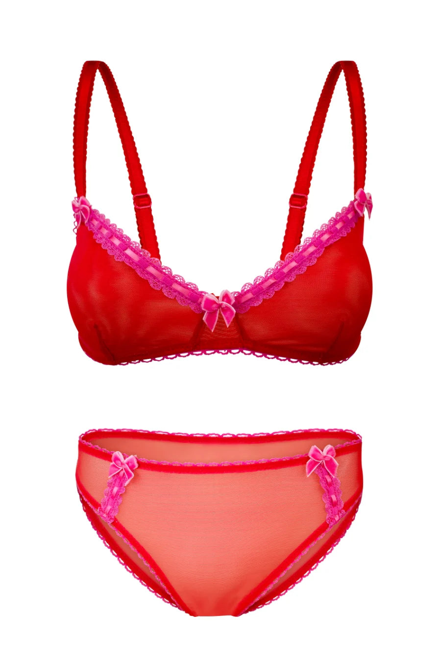 Chouchou Intimates - Nancy Bralette and Bikini Brief Set - Red - Souszy