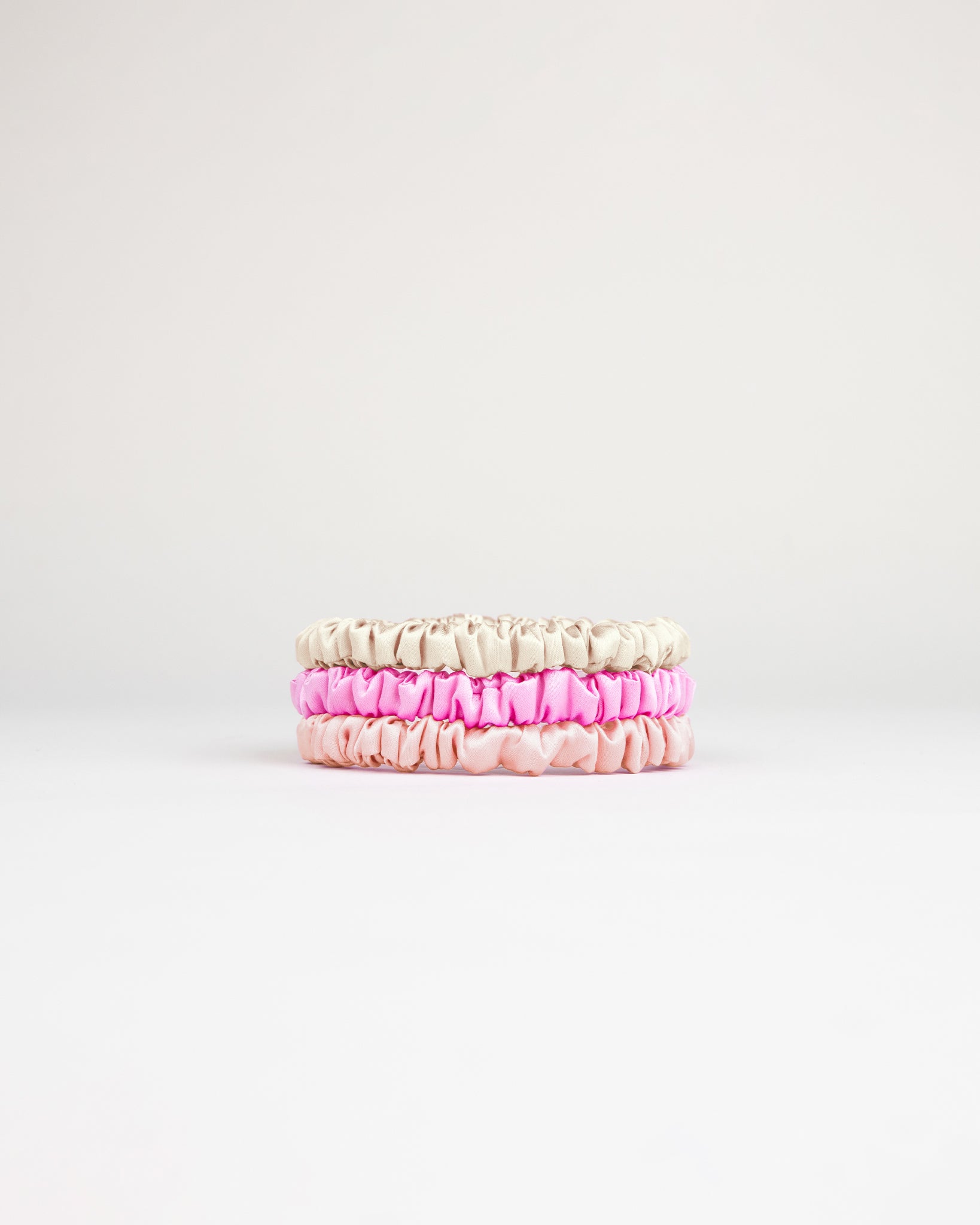 Souszy Silk Scrunchie Small Set of 3 | Champagne / Pink / Soft Pink