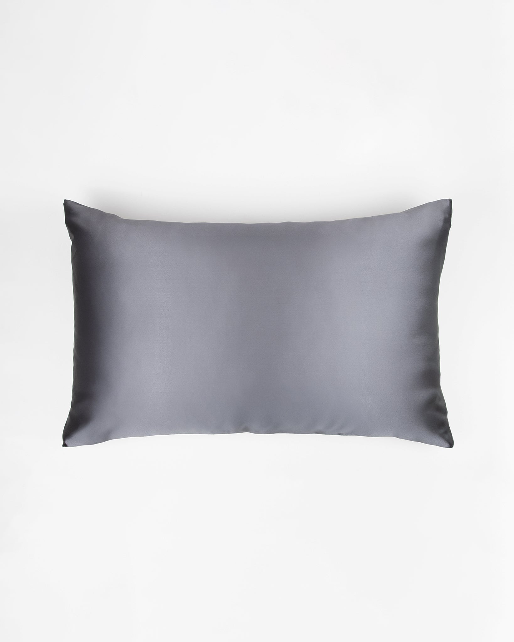 Gray silk pillowcase on a white background