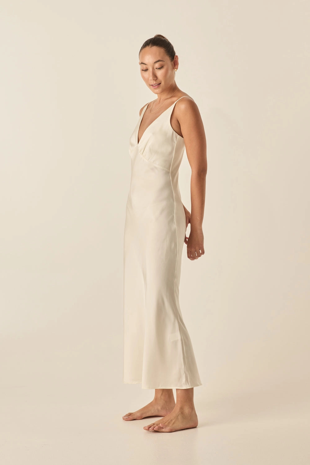 Gingerlilly Freda Ivory Satin Long Chemise | Ivory