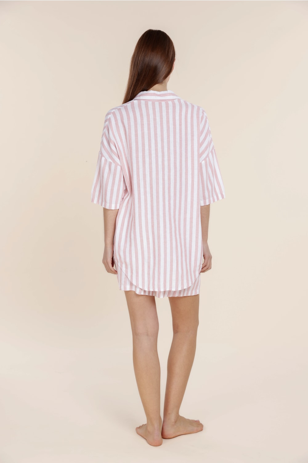 Gingerlilly Evie Navy Stripe Linen Short Set | Pink Stripe