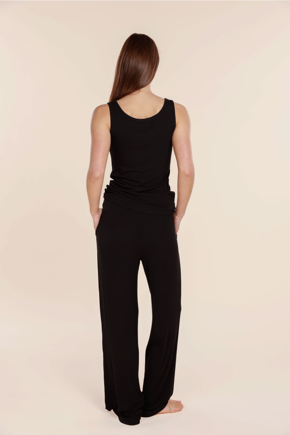 Gingerlilly Liberty Ribbed Singlet Henley Top | Black