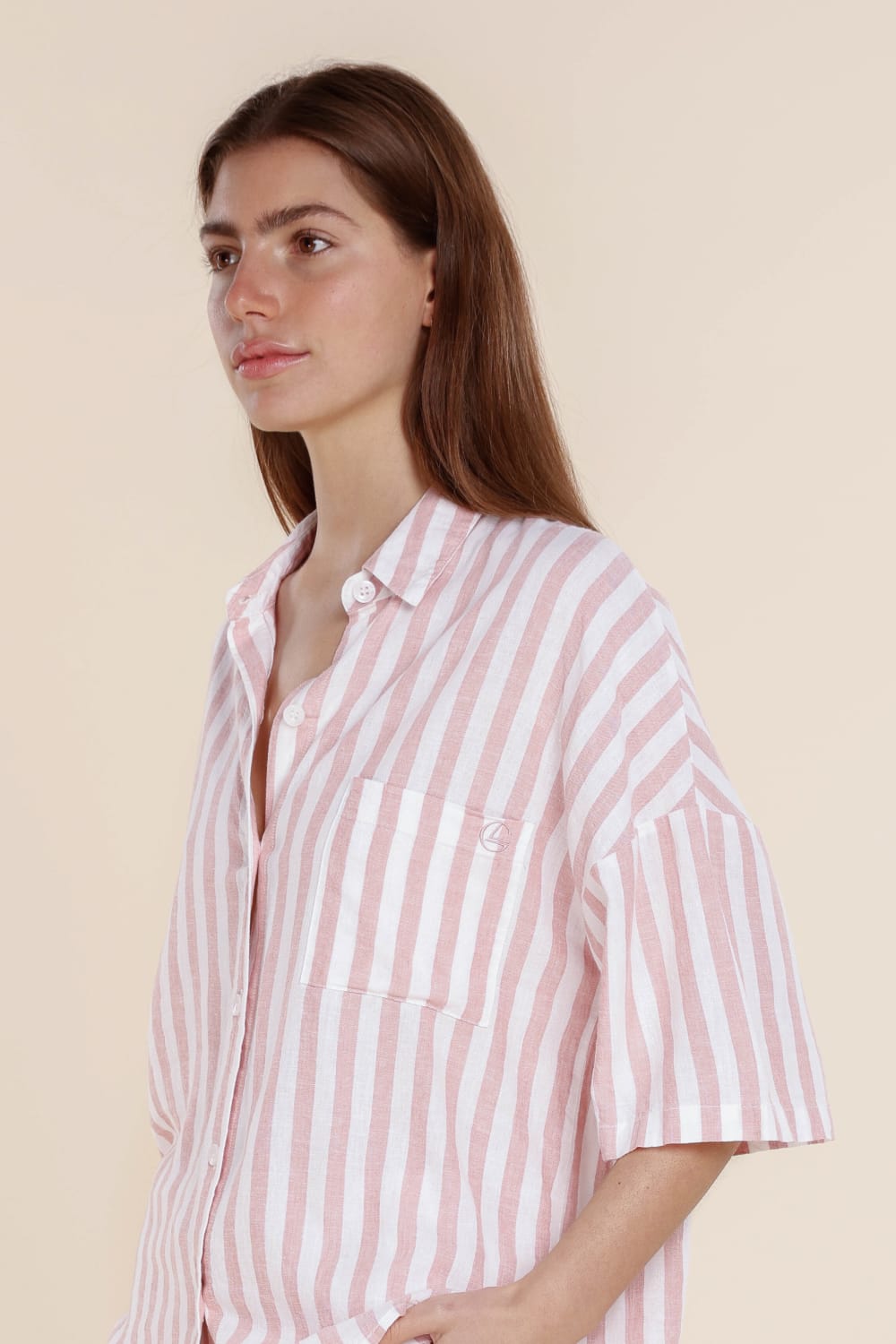 Gingerlilly Evie Navy Stripe Linen Short Set | Pink Stripe