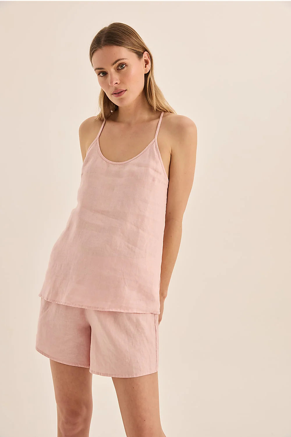 Gingerlilly Sofia Linen Cami and Short Set | Pink