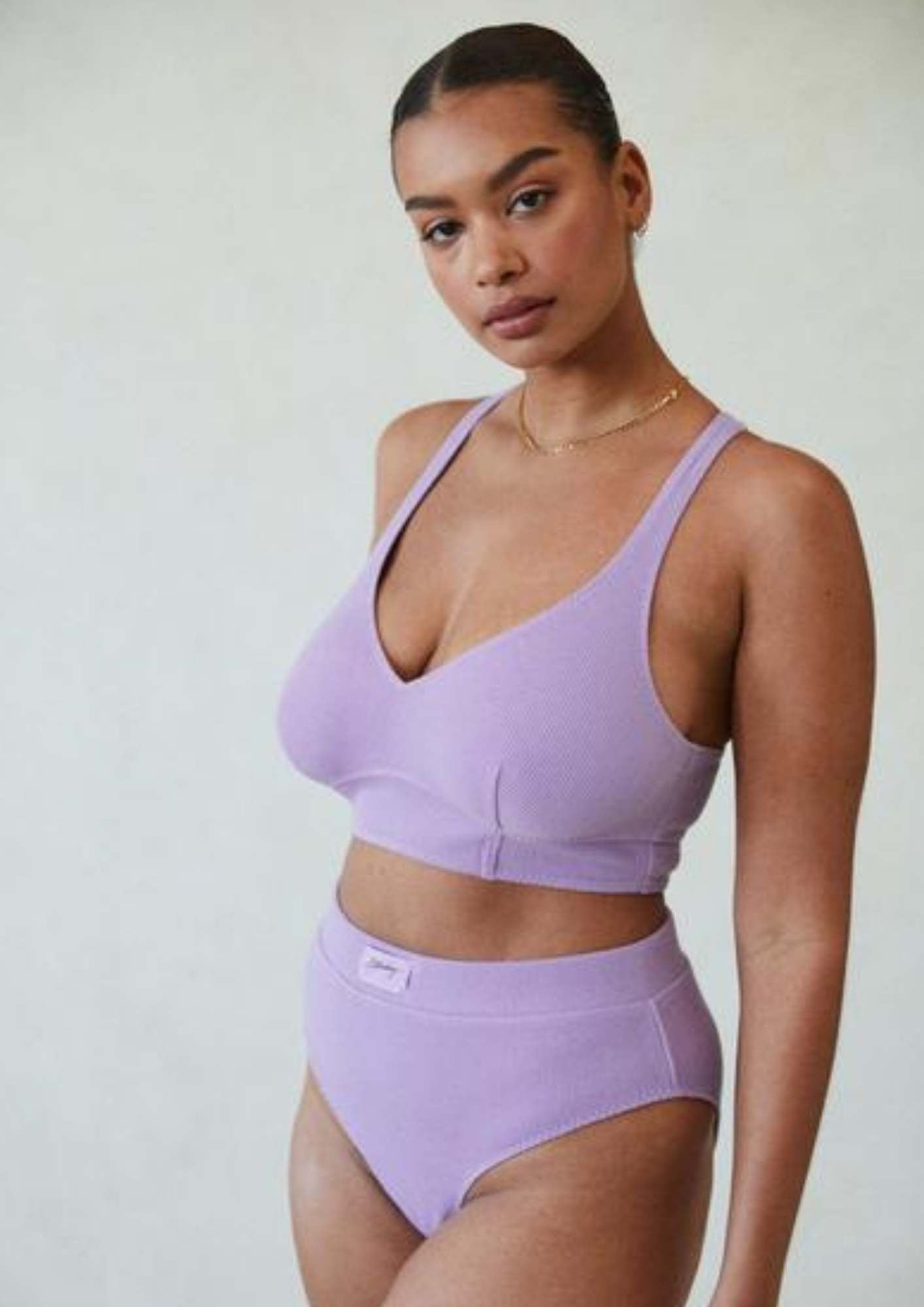 Elle Ribbed Knit Lounge Bra | Lilac -Souszy - Saturday The Label - Front