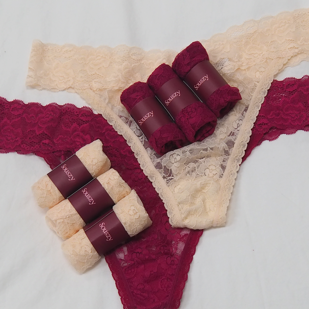 Souszy Everyday Lace Thong 6 Pack - Front