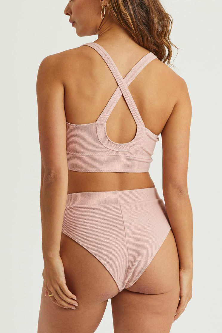 Elle Ribbed Knit Boyfriend Brief | Blush Pink - Souszy - Saturday The Label - Back