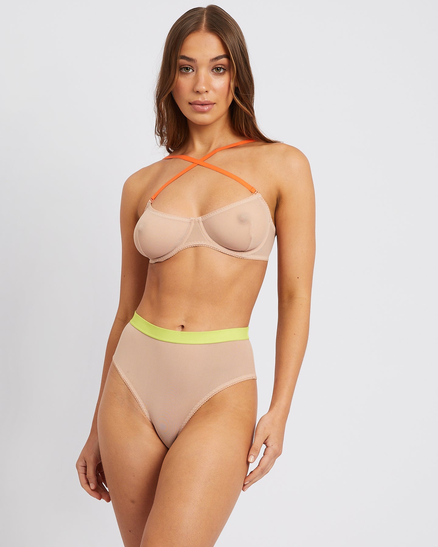 Suki High-waisted sheer Briefs | Nude - Souszy- Saturday The Label - Front