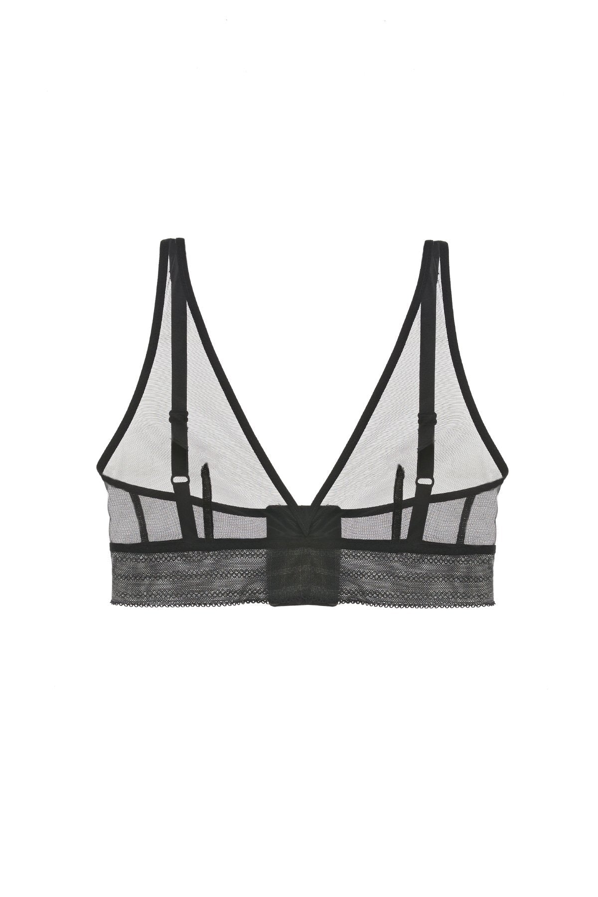 Else Lingerie Bare Plunge Wireless Soft Triangle Sheer Mesh Bralette | Black