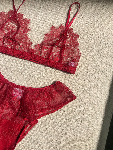 Aimee-Cherie Intimates Valentine Lace Bralette | Rose Red