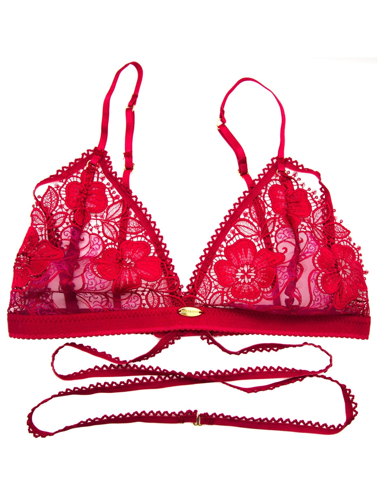 Mae Wrap-around Strappy Bralette | Red - Souszy - Nette Rose - Front