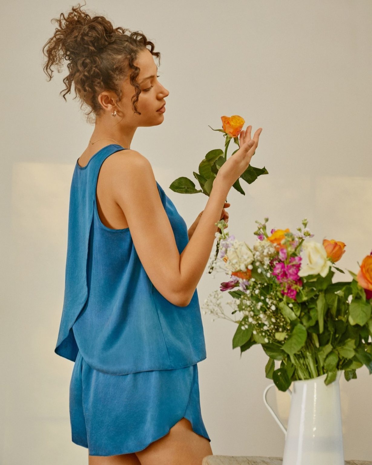 Dream With Me Silk Singlet | Indigo