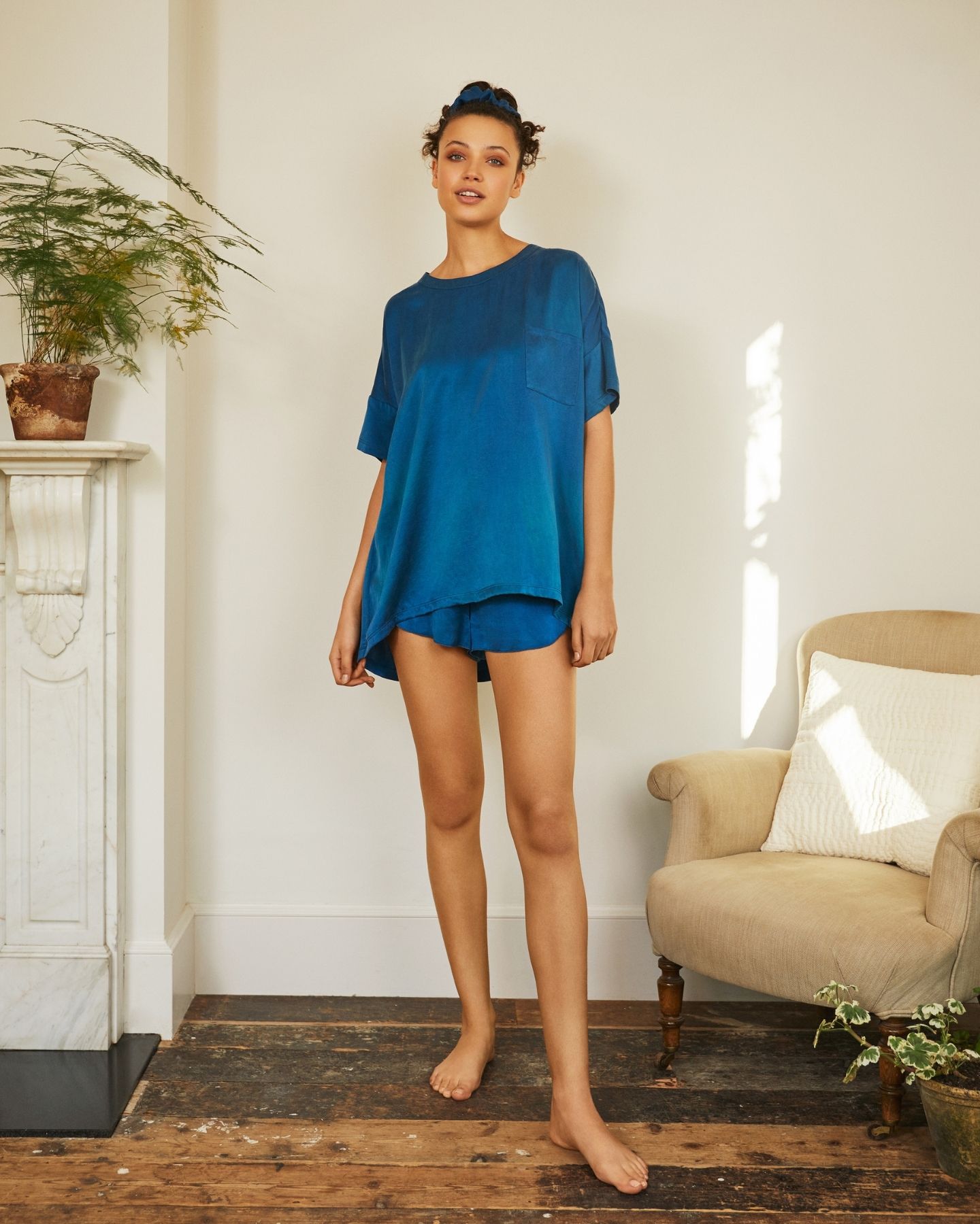 Dream With Me sandwash Silk Tee | Indigo
