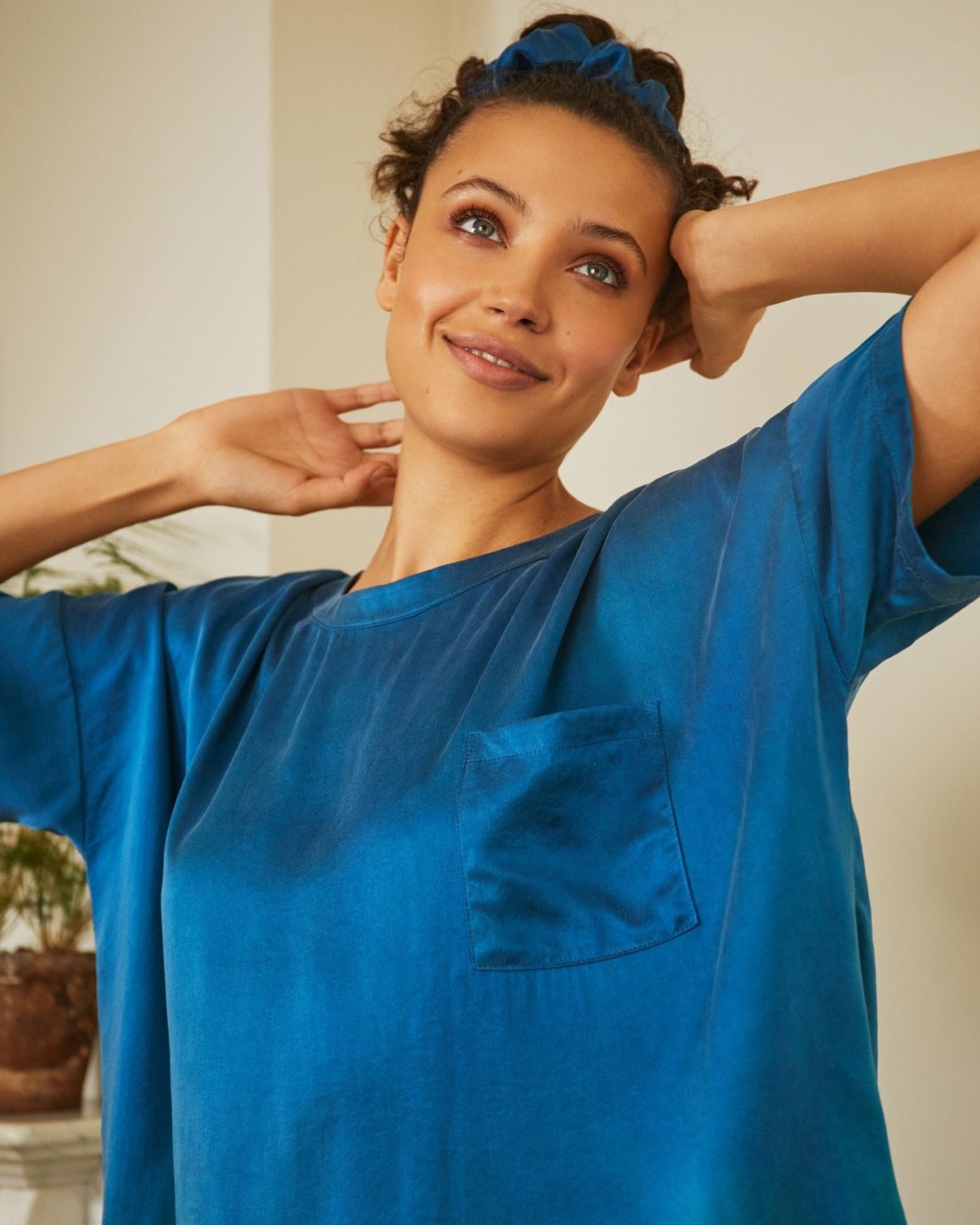Dream With Me sandwash Silk Tee | Indigo