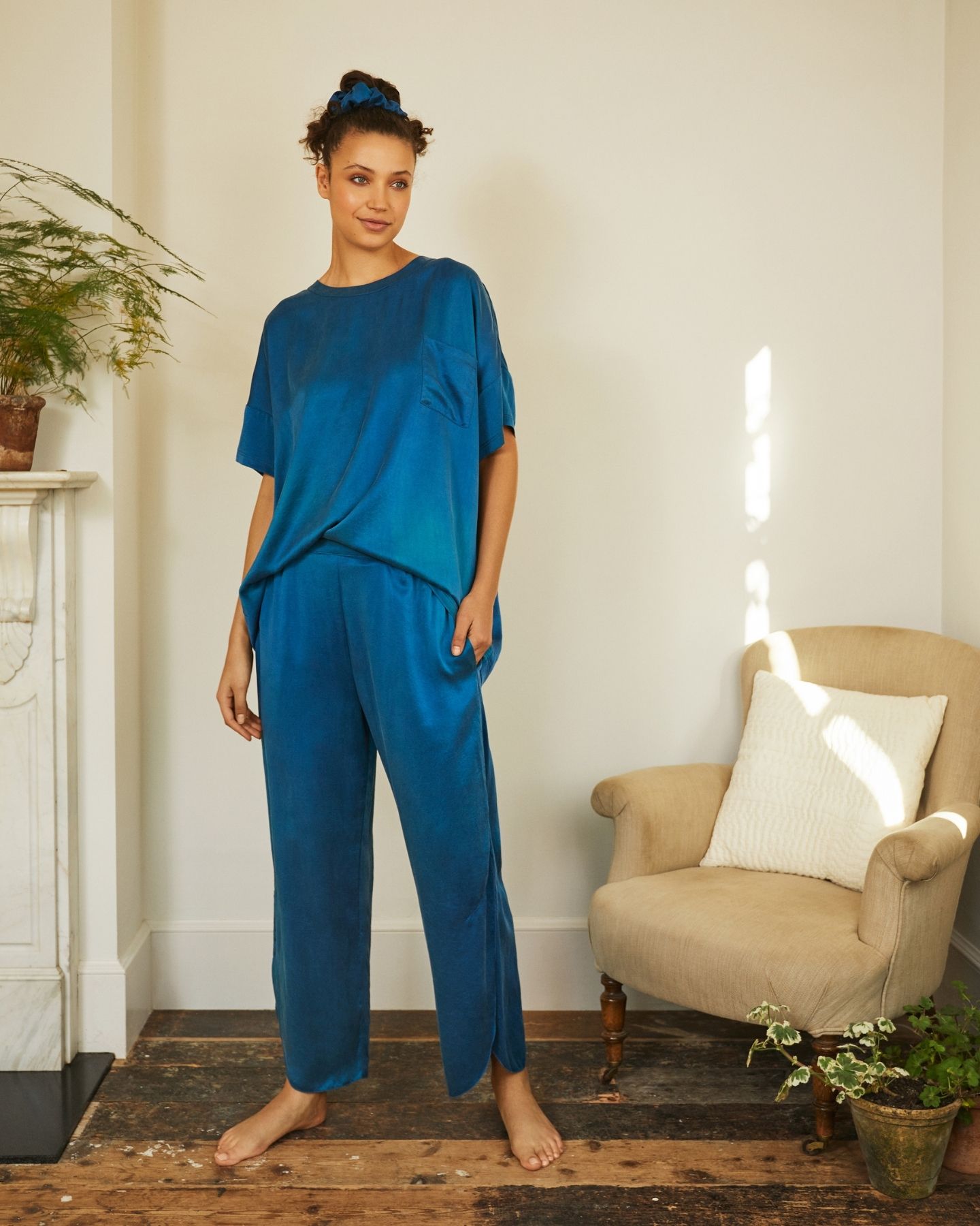Dream With Me sandwash Silk Tee | Indigo