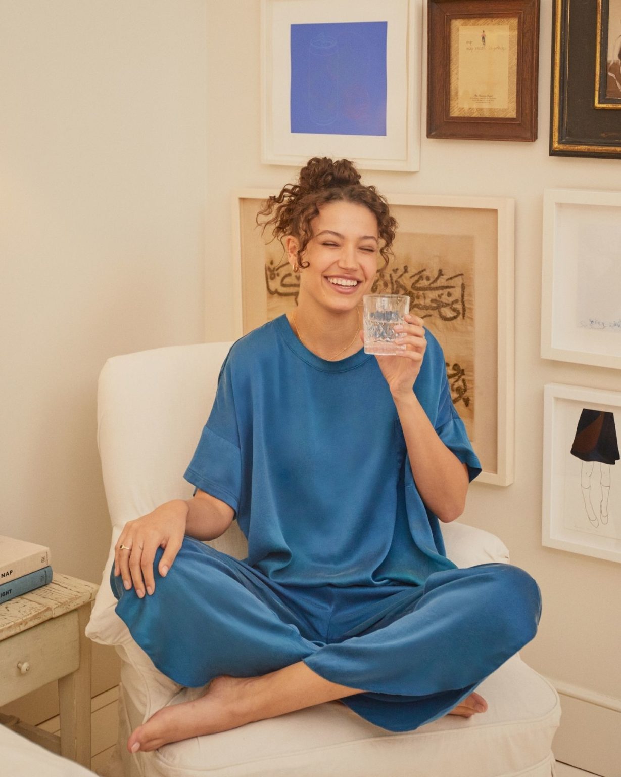 Dream With Me sandwash Silk Tee | Indigo