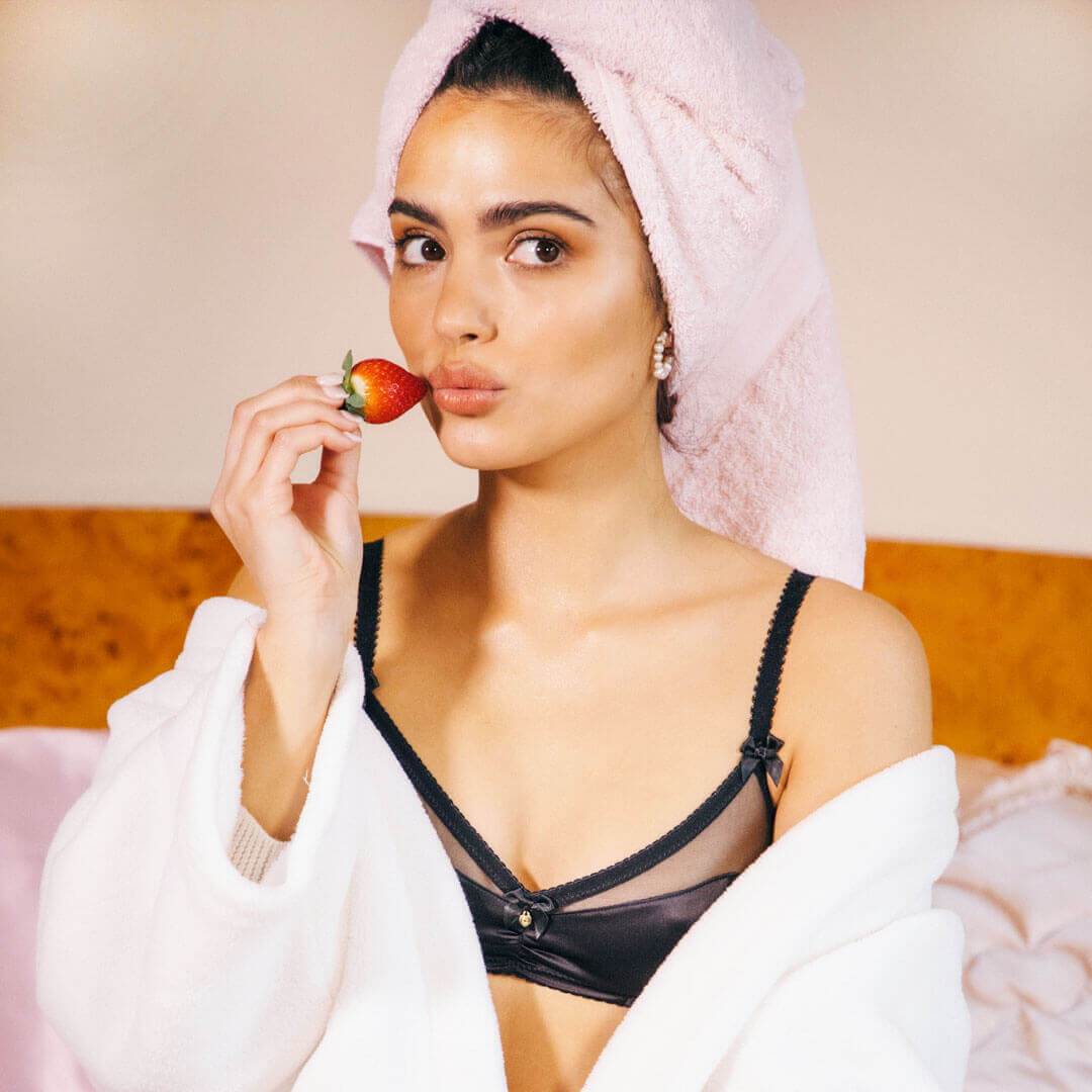 Chouchou Intimates Audrey Satin & Sheer Bralette | Black