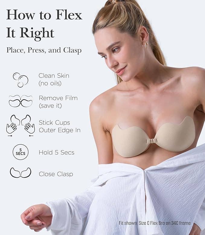 Nippies Flex Bra Adhesive Strapless Bra | Creme