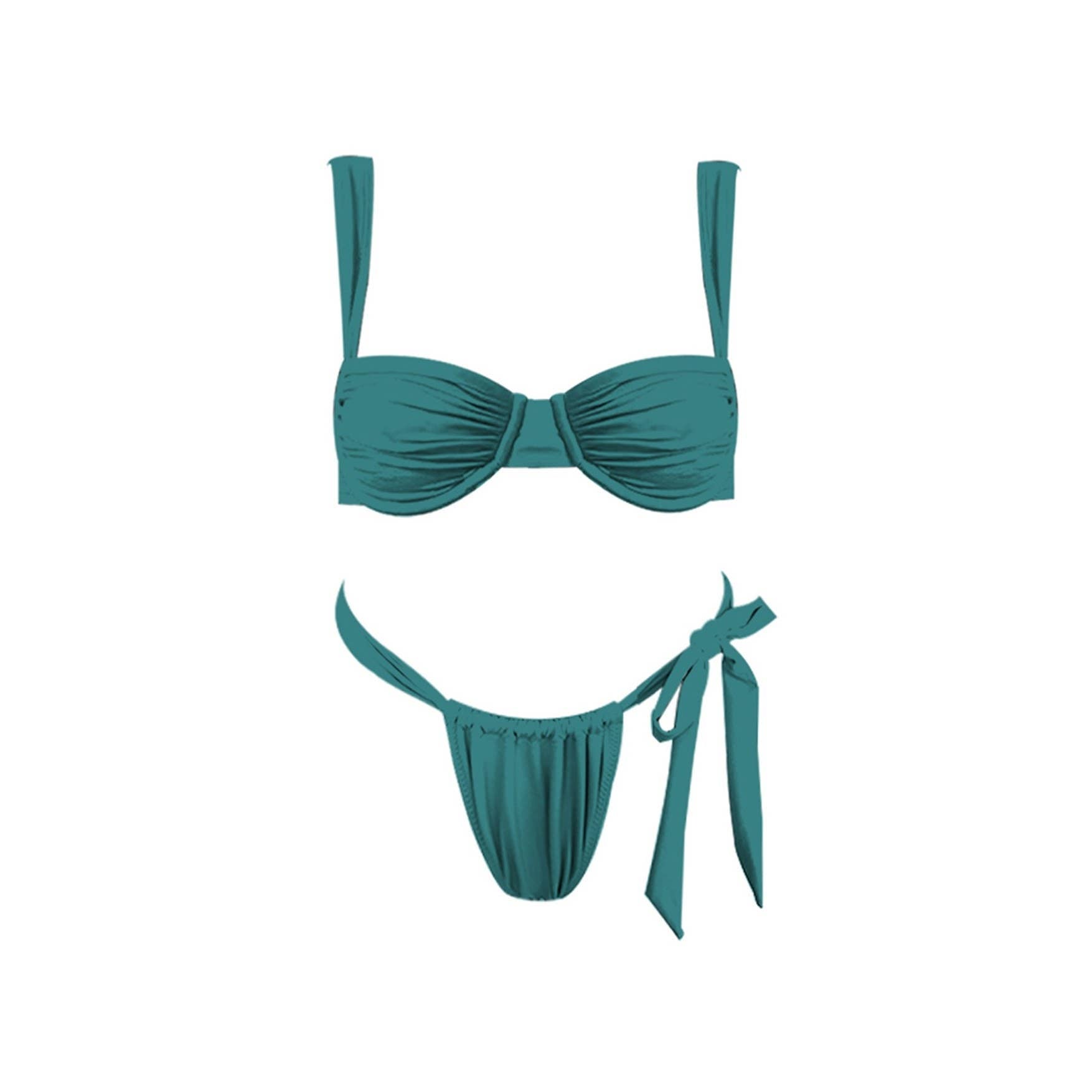 Ocean Muse Ruched Bikini Set | Deep Teal