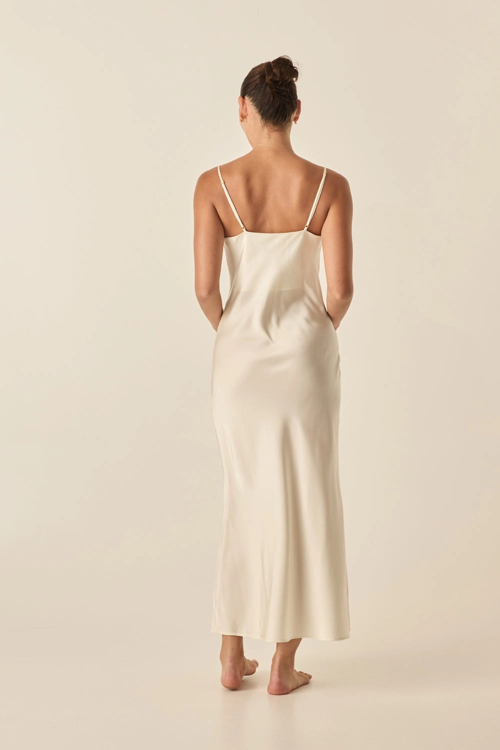 Gingerlilly Freda Ivory Satin Long Chemise | Ivory