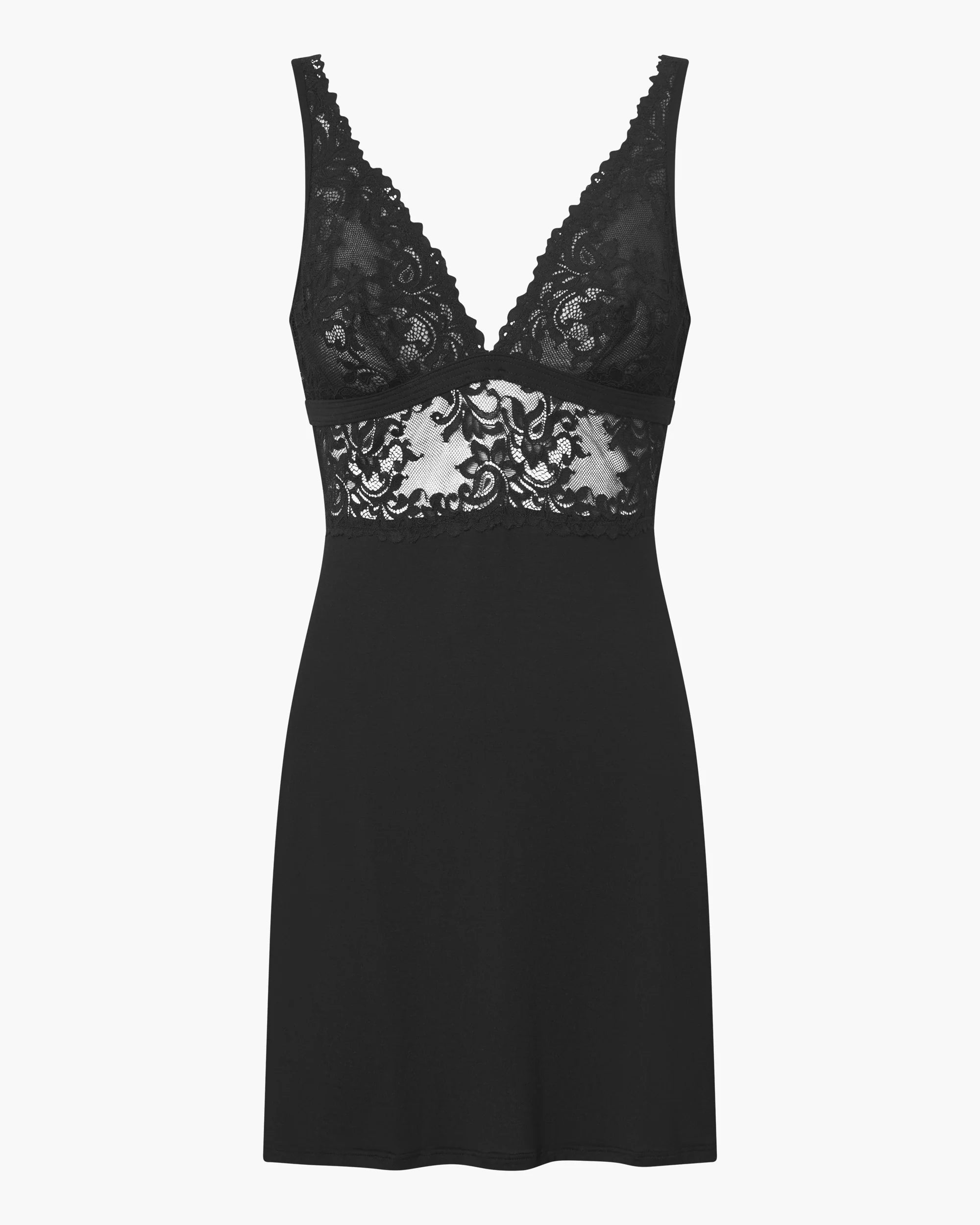 Cosabella Carmela Modal Lace Plunge Chemise | Black