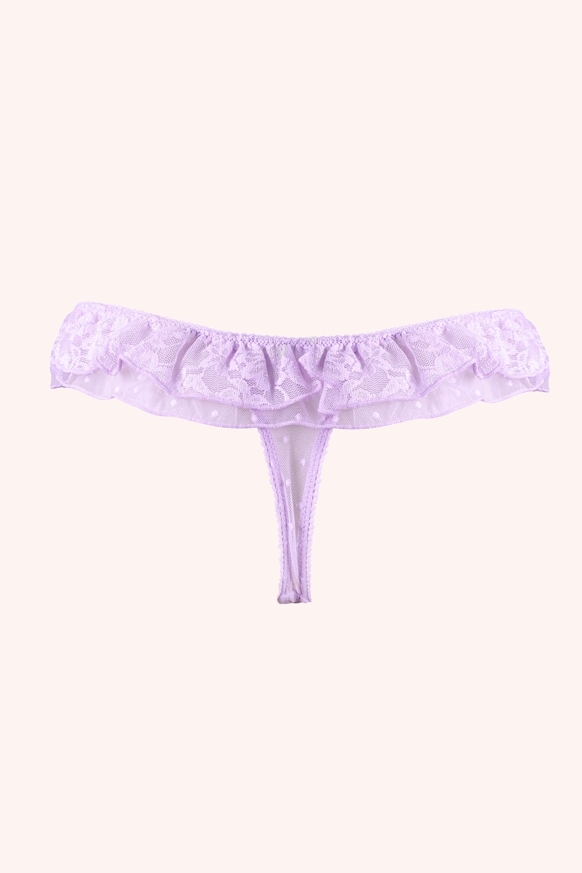 Native Intimates 3 String Chouchou Kayla G-String in Lavender | Floral Lace & Rosette Appliqués