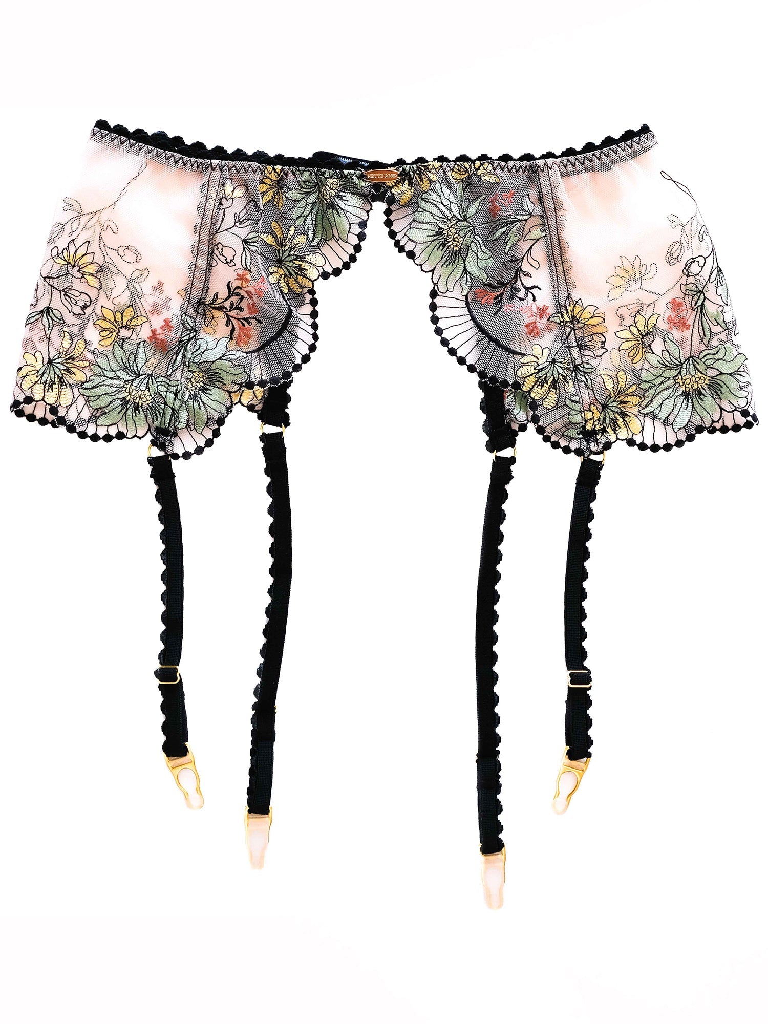 Nette Rose Ghana Longline Garter Belt | Black