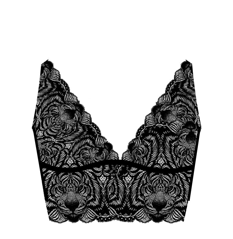 Cosabella Khana Curvy Tall Triangle Wireless Lace Bralette | Black