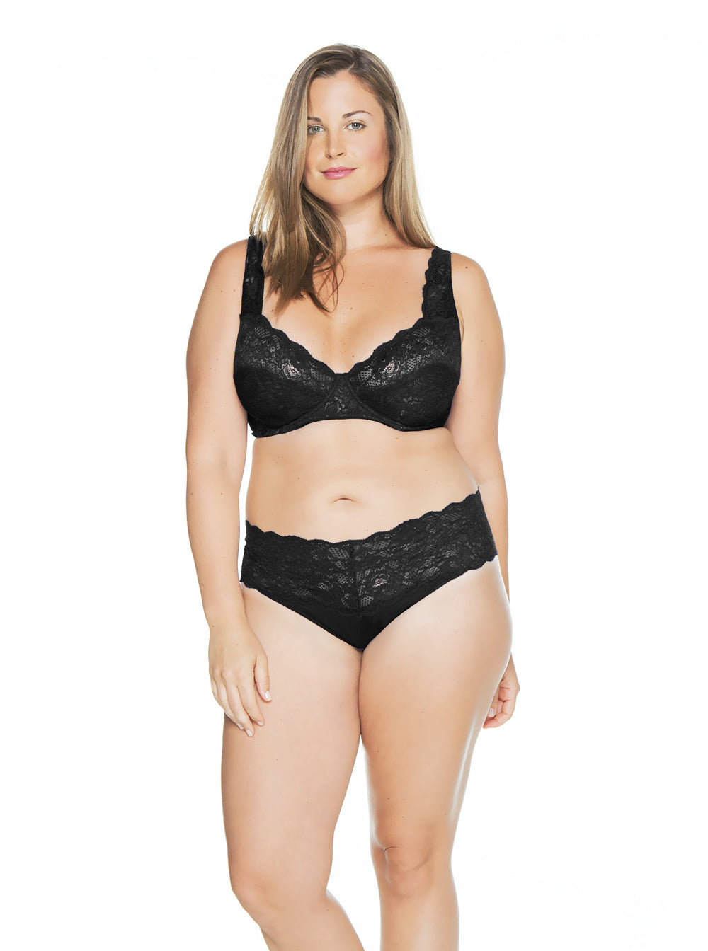 Cosabella Never Say Never Extended Lovelie Mid-Rise Lace Thong | Black