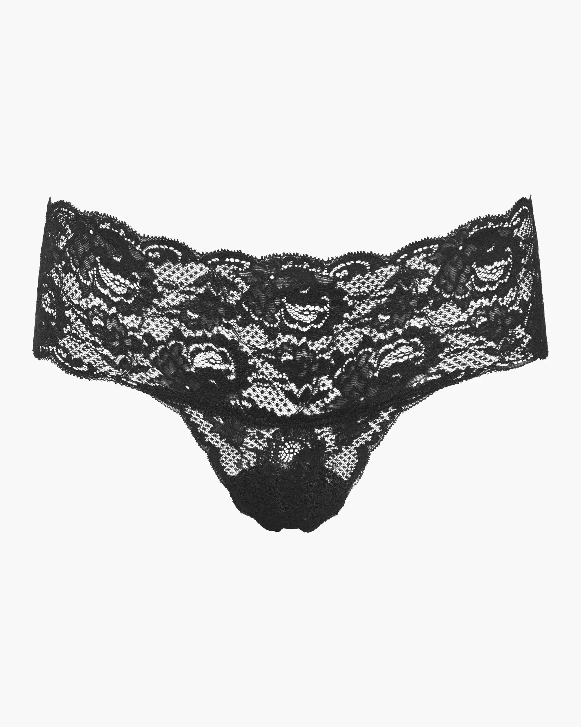 Cosabella Never Say Never Comfie Mid-Rise Lace Thong | Black