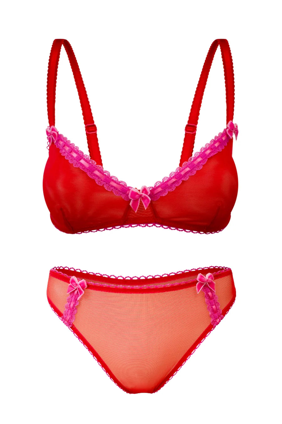 Chouchou Intimates - Nancy Bralette and G-String Set - Red - Souszy