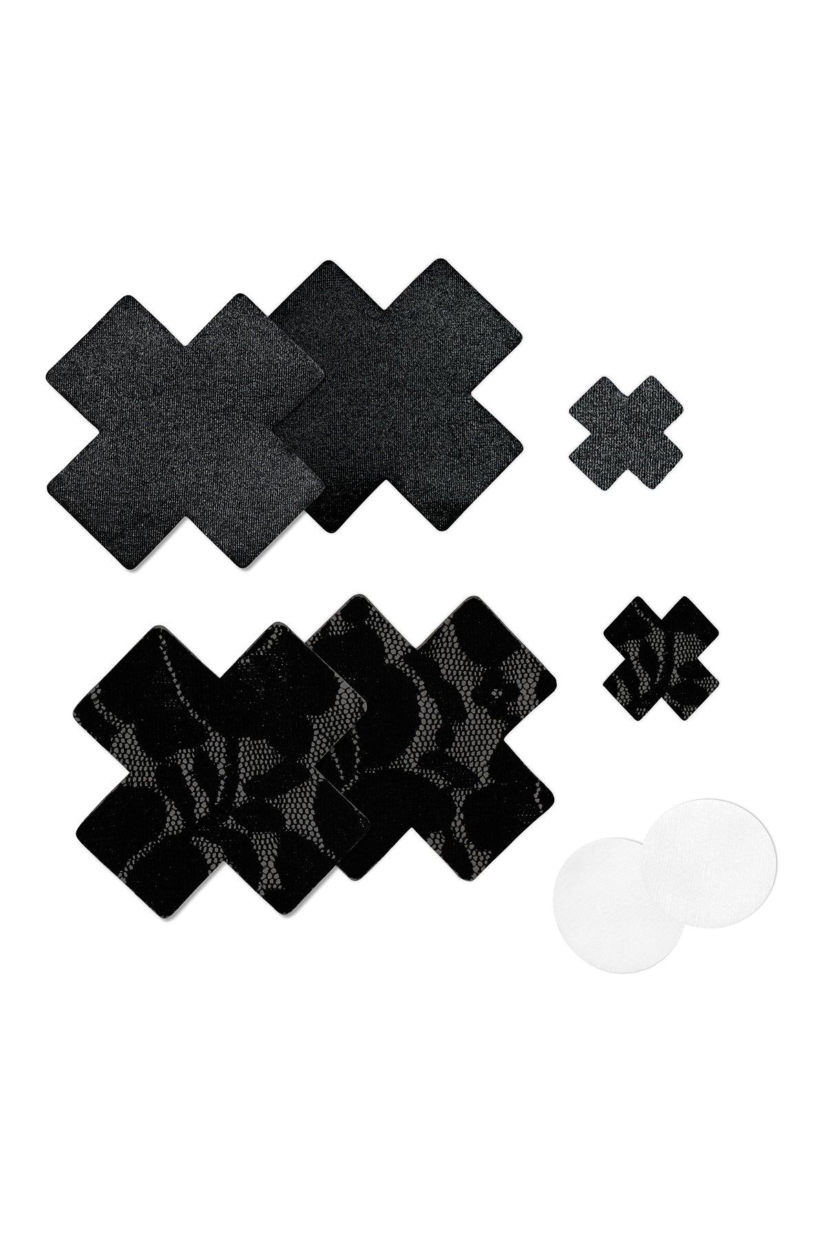 B-Six Breast Petals - Nipple Covers - Black Cross - B-Cup - Contents - Souszy