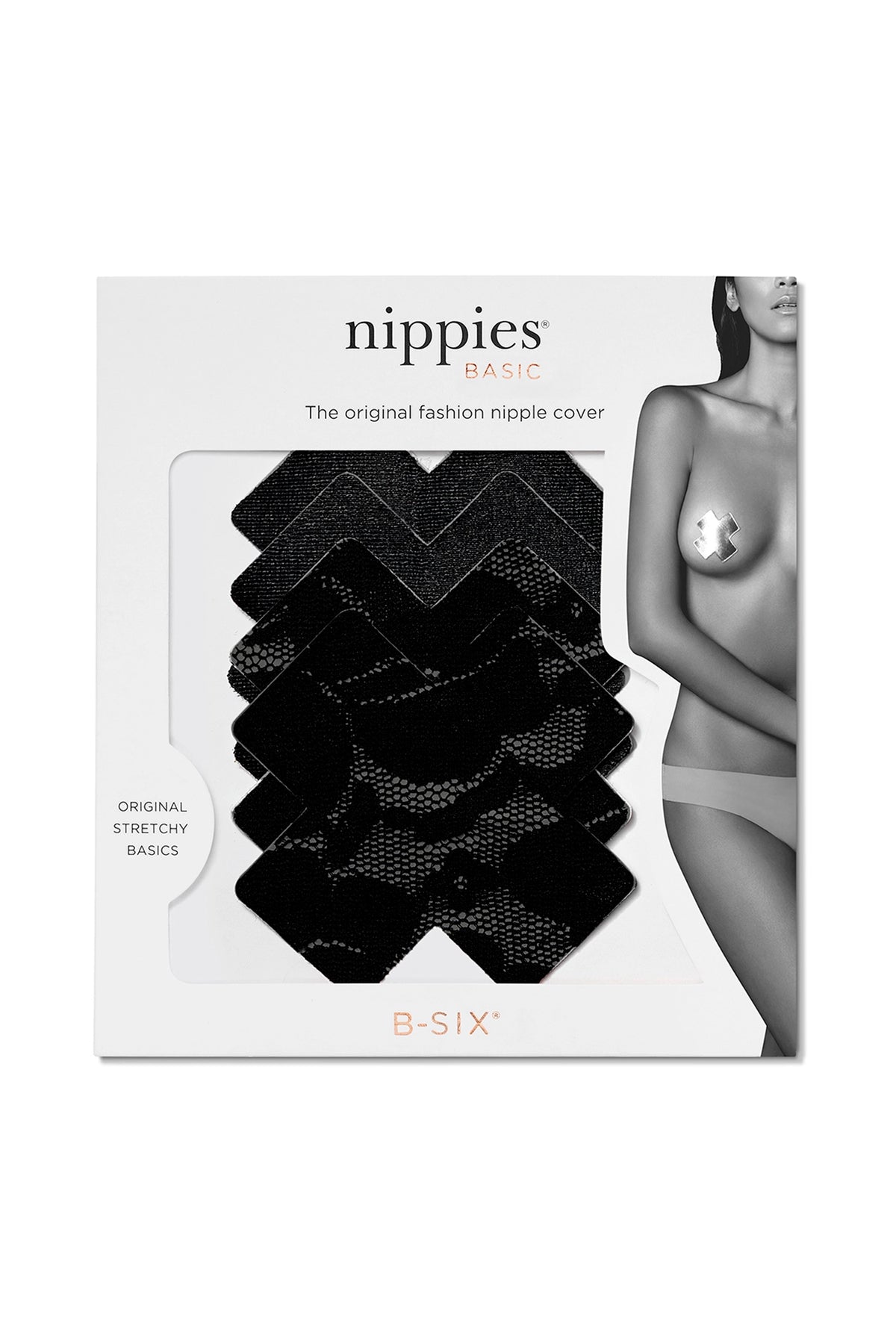 B-Six Breast Petals - Nipple Covers - Black Cross - B-Cup - Pack - Souszy