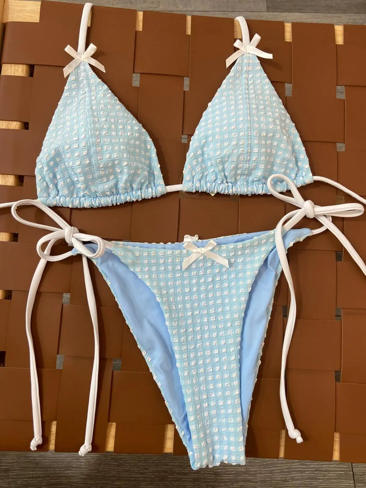 Forever August Baby Blue Bow Bikini Set | Baby Blue