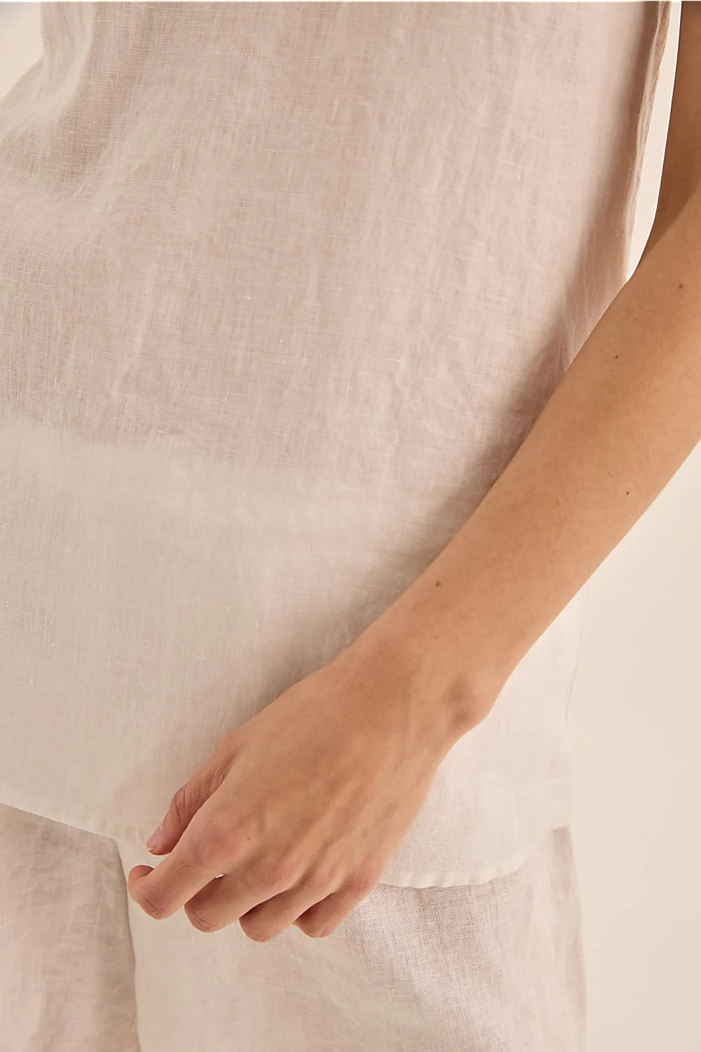 Gingerlilly Sofia Linen Cami and Short Set | White