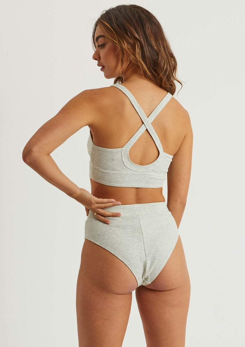 Elle Ribbed Knit Lounge Bra | Grey Marle